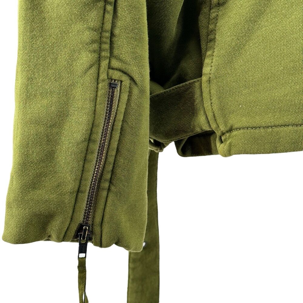 Free People Rebel Knit Green Moto Jacket SZ S NEW Oversized Slouchy Baggy Cotton - Picture 8 of 13